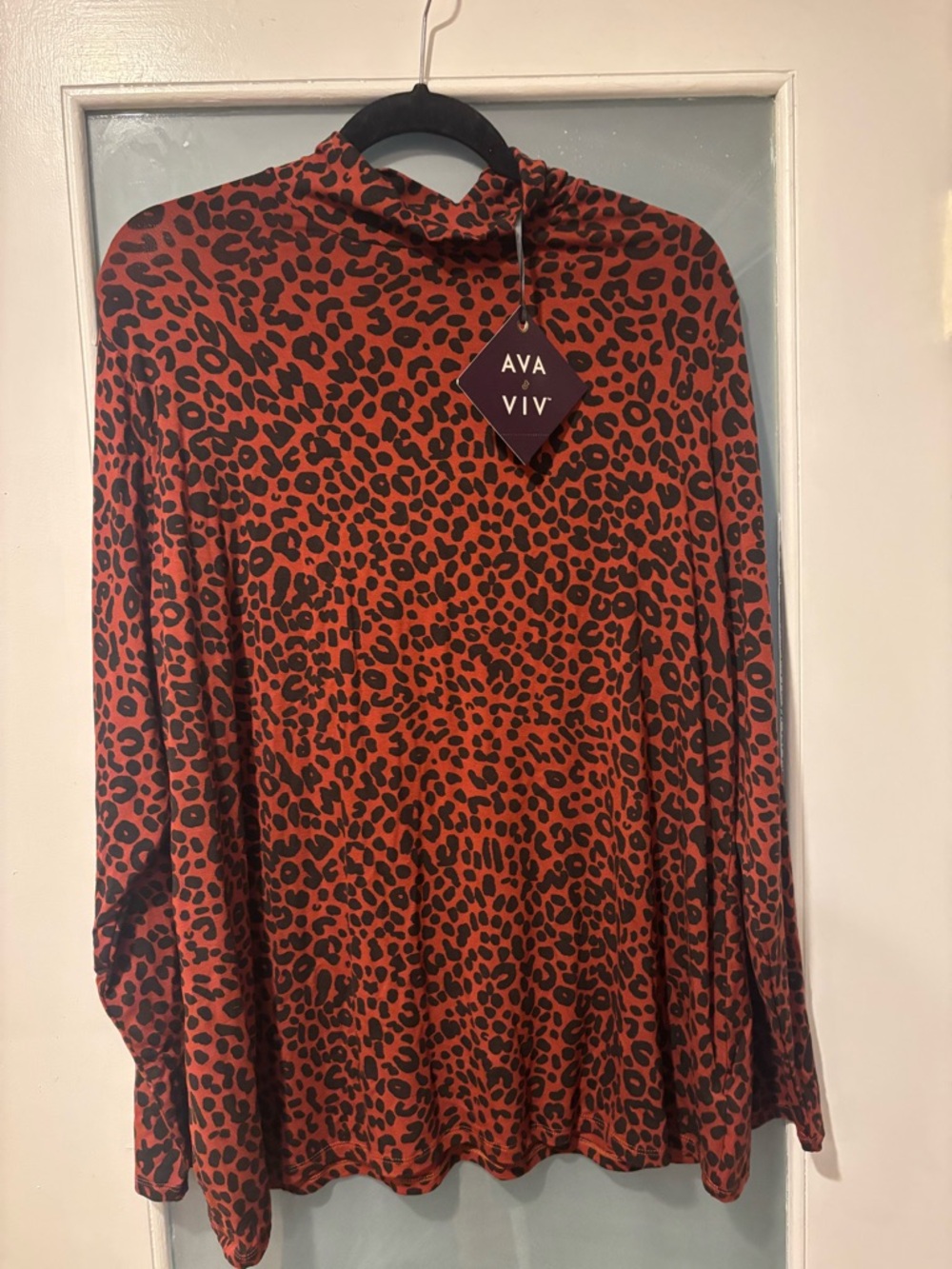 Ava & Viv Red and Black Leopard Print Tunic Top